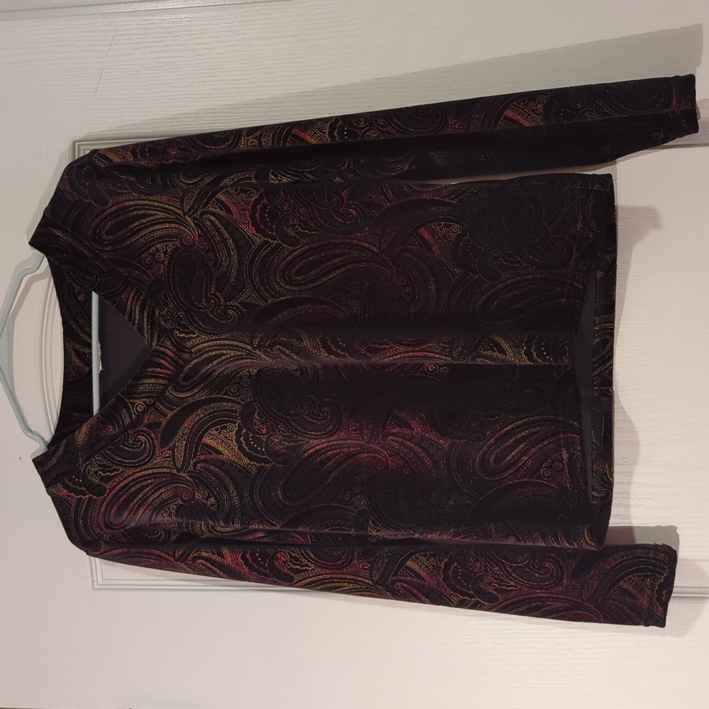 Christopher & Banks multicolor long sleeve velvet blouse